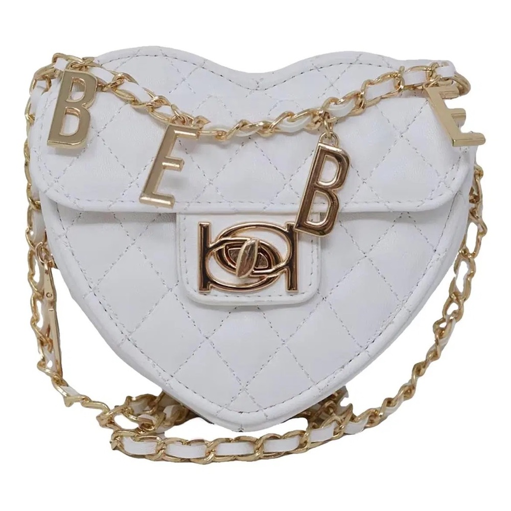bebe ❤️ Solana Quilted Heart Crossbody Bag Color: White BRAND NEW ❤️